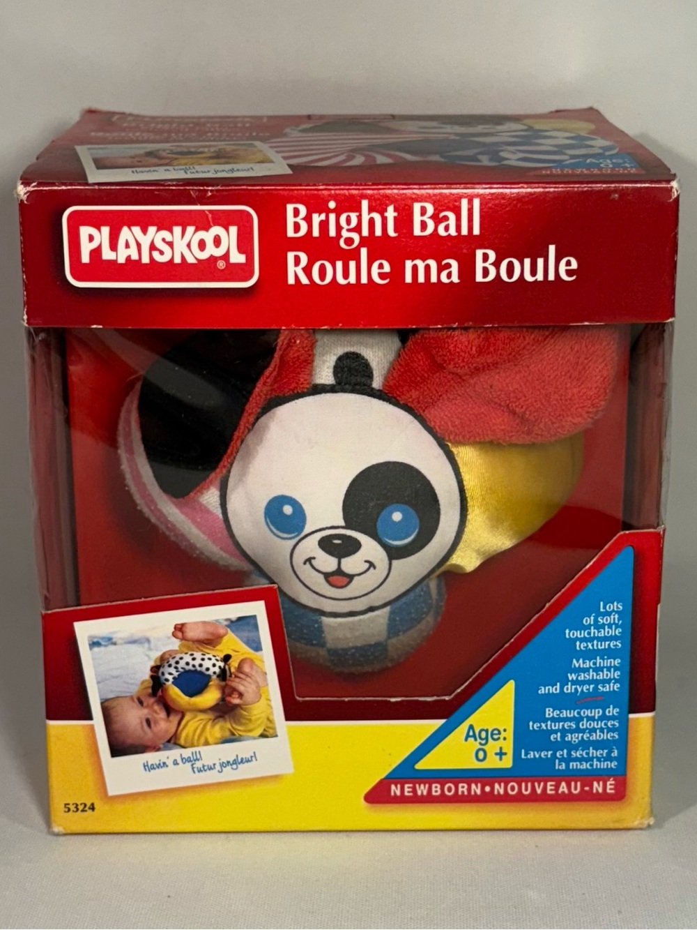 🐶 VINTAGE 1993 RARE PLAYSKOOL BRIGHT BALL DOG & PANDA BABY RATTLE PLUSH 🐼